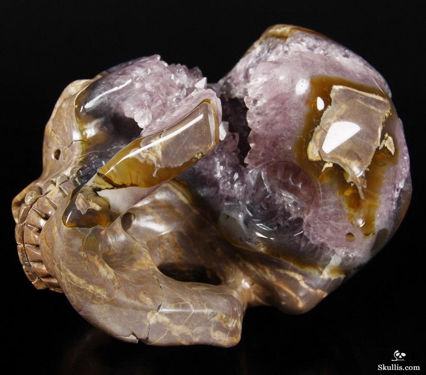 Unique Amethyst Geode Lifesized 8.0" Dinosaur Egg Agate Carved Crystal Skull Sculpture Unique Amethyst Geode Lifesized 8.0" Dinosaur Egg Agate Carved Crystal Skull Sculpture