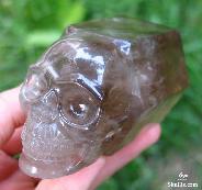 Rainbows 4.0" Smoky/Smokey Carved Crystal Skull, Wand/Point