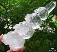 Stunning Incredible, 4.6" Quartz Rock Crystal Carved Crystal Skull, Wand/Point