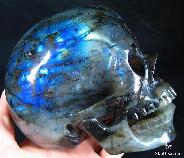 Great Flash! Huge 5.2" Labradorite Carved Crystal Singing Skull