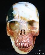Geode, Large 3.7" Indian Agate Carved Crystal Skull, Realistic