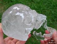 RAINBOWS, Huge 4.6" Quartz Rock Carved Crystal Skull, Detachable Skull