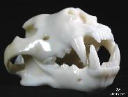 Superbly Handcrafted Huge 3.4LB White Jade Carved Crystal Lion Skull