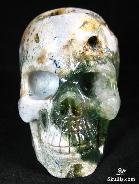 Rare Geode Huge 3.8" Ocean Jasper Carved Crystal Skull, Realistic