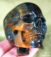 Complete 2.5" Tiger's Eye/tigereye Carved Crystal Skull with Spine