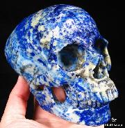 5.4" Lapis Lazuli Carved Crystal Skull Wall Art Hanging Sculpture
