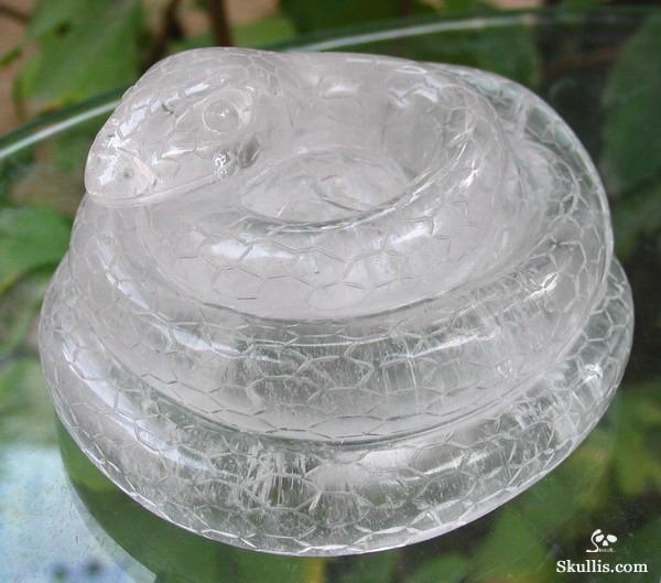 Quartz Rock Crystal Skull With Snake