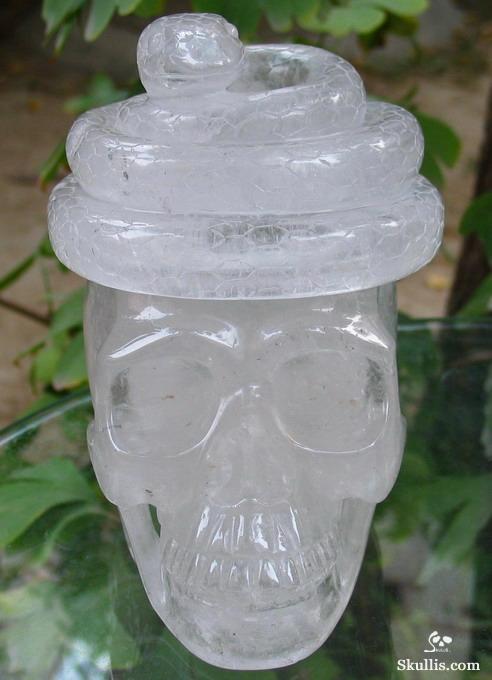 Quartz Rock Crystal Skull With Snake