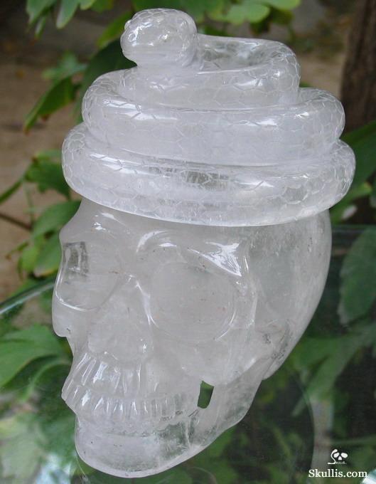 Quartz Rock Crystal Skull With Snake