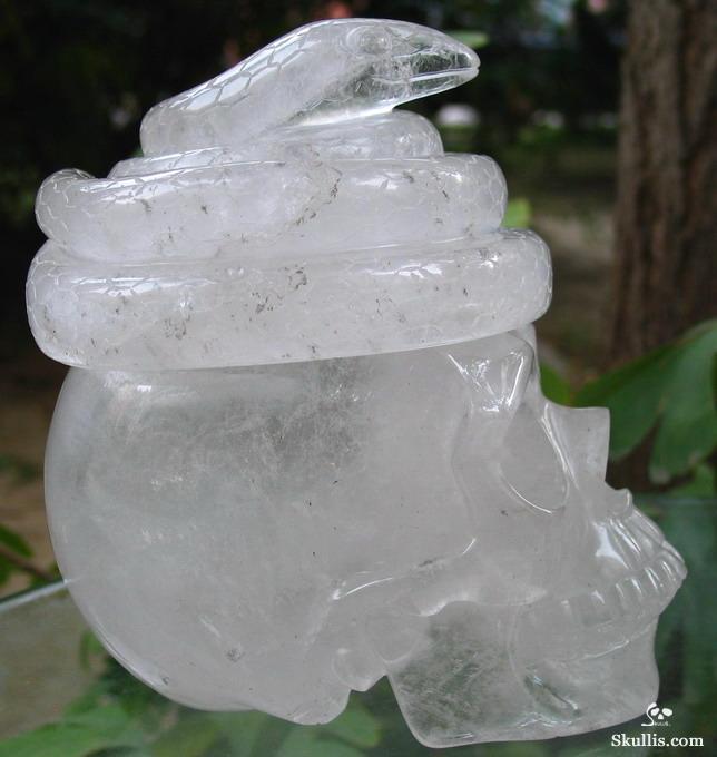 Quartz Rock Crystal Skull With Snake