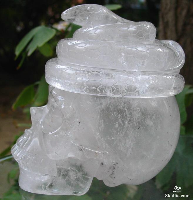 Quartz Rock Crystal Skull With Snake
