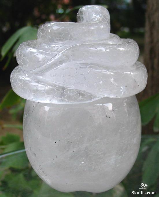 Quartz Rock Crystal Skull With Snake