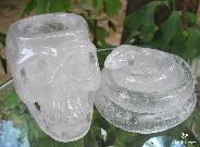 Huge 5.0" Quartz Rock Carved Crystal Skull With Snake Storage Box, Organizer Box