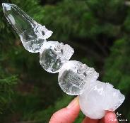 Incredible, Clear, 5.4" Quartz Rock Carved Crystal Skull, Wand/Point