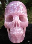 Unique 13" Pink Rose Quartz Rock Crystal Carved Crystal Skull, Titan Skull