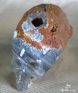 Natural Hollow, Geode 3.1" Agate Carved Crystal Alien Skull