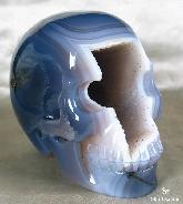Amazing Geode 4.6" Agate Carved Crystal Skull, Realistic
