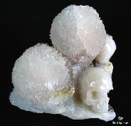 Rare, Druse Flowers , 6.9" Quartz Rock Crystal Carved Crystal Skulls