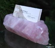 Unique 6.5" Pink Rose Quartz Rock Crystal Carved Crystal Skull Business Card Holder, Cardcase