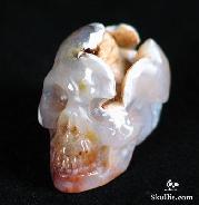 Unique Geode 1.2" Ocean Jasper Carved Crystal Skull, Realistic
