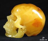 Biggest, Baltic Amber Carved Crystal Skull, SUPER Realistic