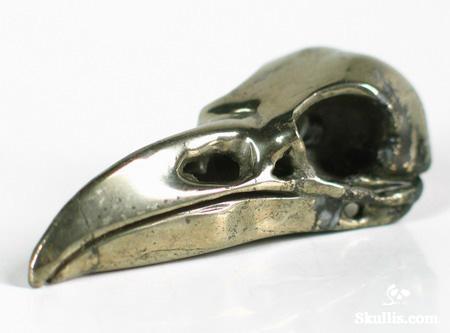 Pyrite Crystal Raven Skull