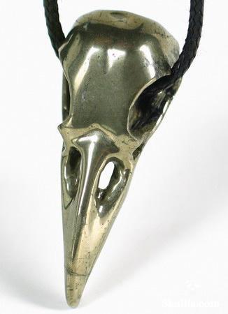 Pyrite Crystal Raven Skull