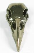 METALLIC LUSTER 2.3" Pyrite Carved Crystal Raven Skull