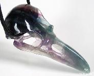 Lifesized 4.7" Fluorite Carved Crystal Raven/Crow Skull