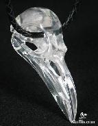 2.3" Quartz Rock Crystal Carved Crystal Raven/Crow Skull