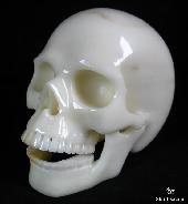 Happy Huge 5.2" White Jade Carved Crystal Singing Skull