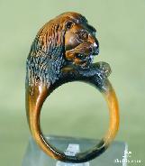 Blue&Gold Tiger's Eye/tigereye Carved Lion Ring, Crystal, Size 9, R15