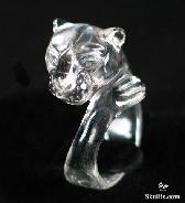 CLEAREST, Rutilated Quartz Crystal Carved Leopard Ring, Crystal Size 9, R13
