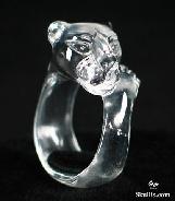 Quartz Rock Crystal Carved Leopard Ring, Crystal, Size 9, R13