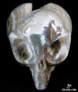 Geode, Druse 2.7" Ocean Jasper Carved Crystal Alien Skull