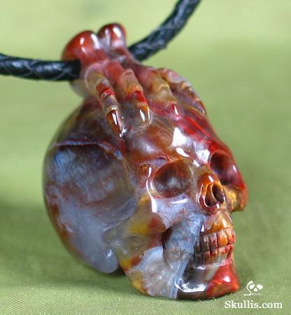 Pietersite Skull with Bones Pandant