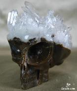Great Flowers, 2.2" Quartz Rock Crystal Druse Carved Crystal Alien Skull
