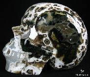 Rare Huge 5.0" Ocean Jasper Carved Crystal Skull, Realistic