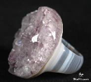 Agate, Amethyst Druse Carved Ring, Size 10, Quartz