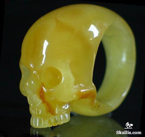 Baltic Amber Crystal Skull Ring