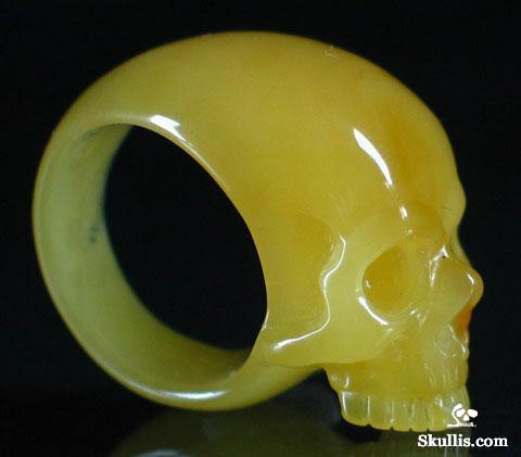Baltic Amber Crystal Skull Ring
