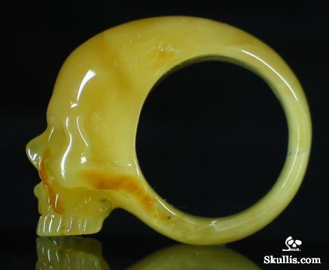 Baltic Amber Crystal Skull Ring