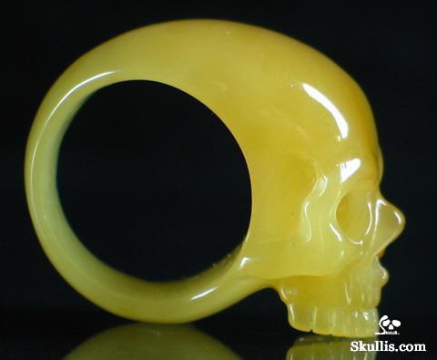 Baltic Amber Crystal Skull Ring