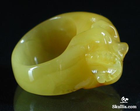 Baltic Amber Crystal Skull Ring