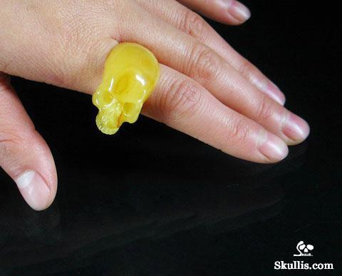 Baltic Amber Crystal Skull Ring