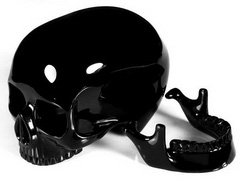 MAGNIFICENT 8.0" Black Obsidian Carved Mitchell-Hedges Crystal Skull Replica, Skull of Doom