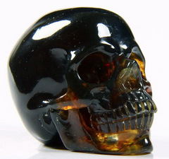 2.3" Dominican Blue Amber Carved Crystal Skull, Super Realistic