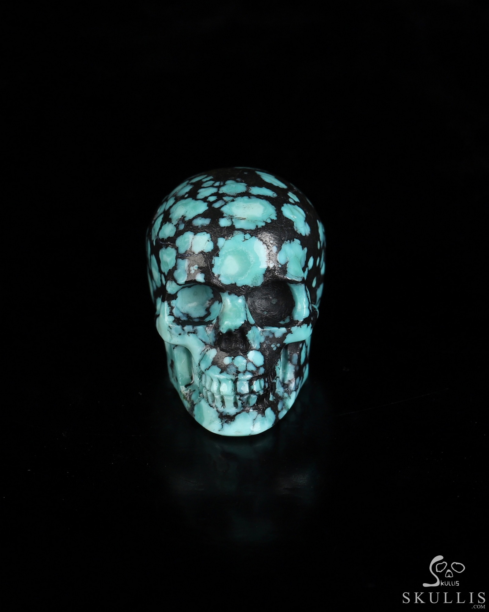 Gemstone 0.9" Spiderweb Turquoise (Matrix Turquoise) Hand Carved Crystal Skull, Realistic, Crystal Healing Gemstone 0.9" Spiderweb Turquoise (Matrix Turquoise) Hand Carved Crystal Skull, Realistic, Crystal Healing