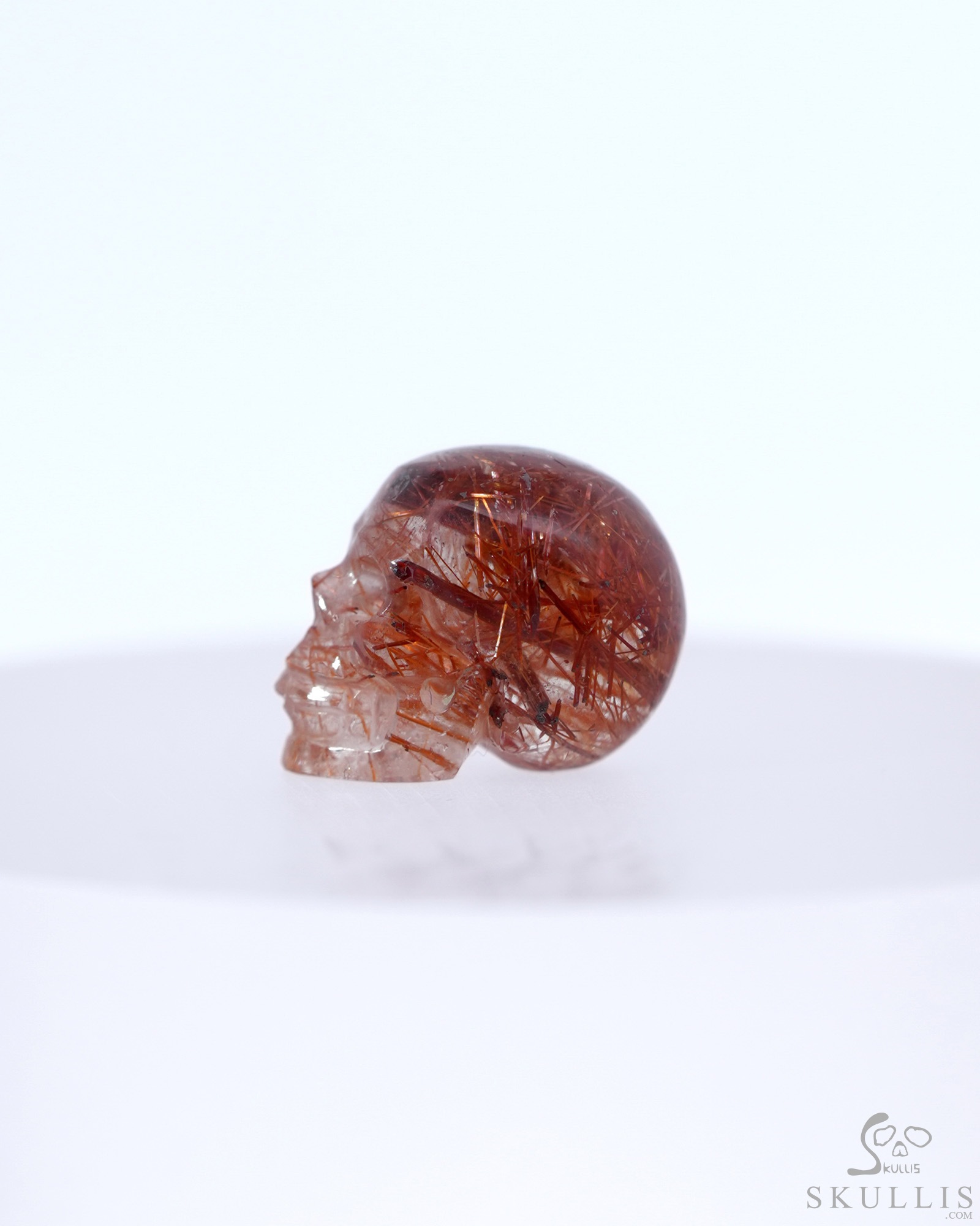 Gemstone 0.6" Rutilated Quartz Rock Crystal Hand Carved Crystal Skull, Realistic, Crystal Healing Gemstone 0.6" Rutilated Quartz Rock Crystal Hand Carved Crystal Skull, Realistic, Crystal Healing