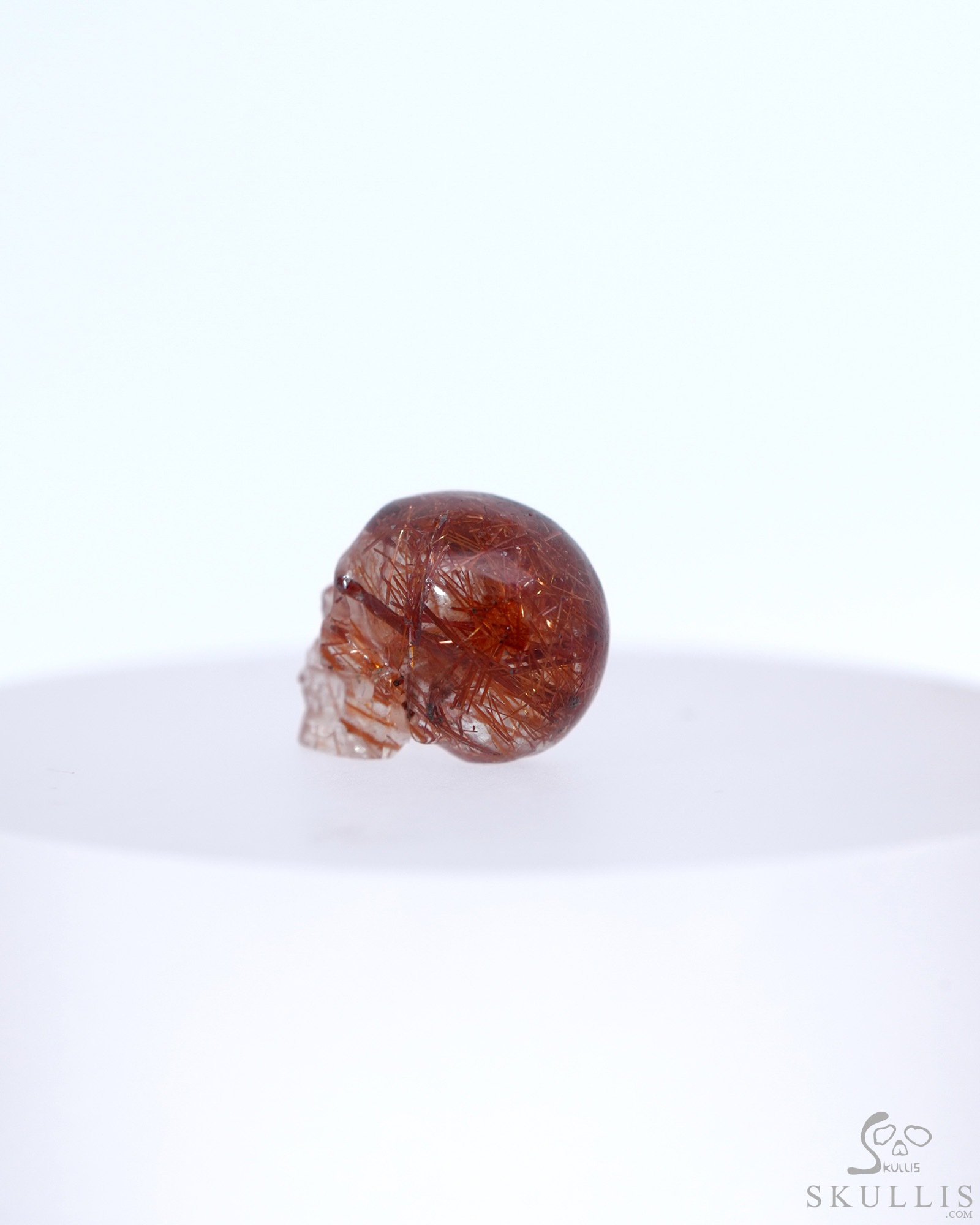 Gemstone 0.6" Rutilated Quartz Rock Crystal Hand Carved Crystal Skull, Realistic, Crystal Healing Gemstone 0.6" Rutilated Quartz Rock Crystal Hand Carved Crystal Skull, Realistic, Crystal Healing